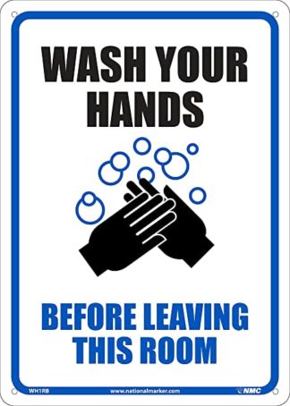 wash your hands sign on plastic, aluminum or adhesive vinyl
