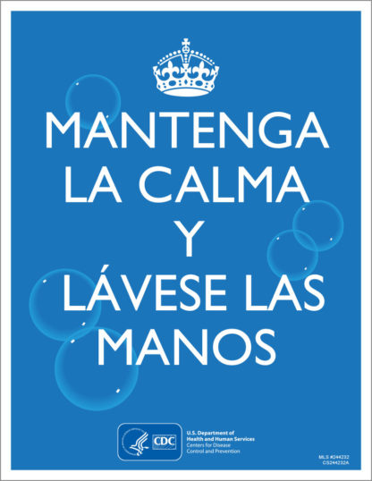 CDC keep calm and wash your hands poster in spanish