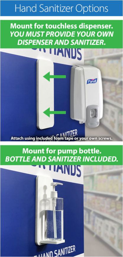 hand sanitizer banner stand mounting options